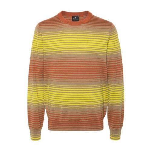 Grøn Stribet Merinould Sweater