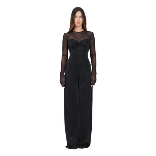 Elegant Sort Jumpsuit med Bue Detalje