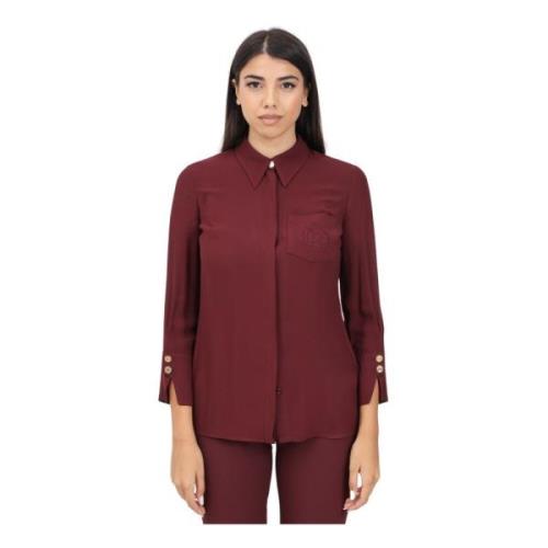 Burgundy Georgette Elegant Women's Shirt