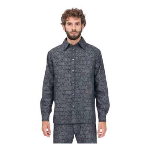 Denim skjorte med logo jacquard hjerte broderi