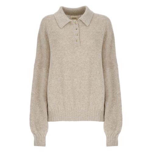 Beige Cashmere Sweater med Krave