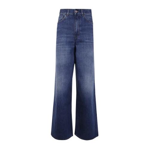 Natblå Wide Leg Denim Jeans