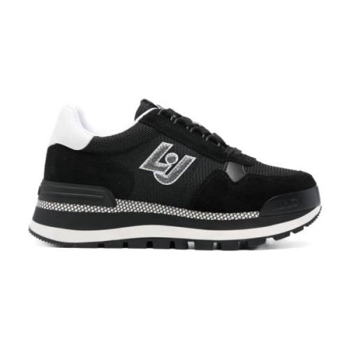 Sorte Sneakers med Strik Logo Patch