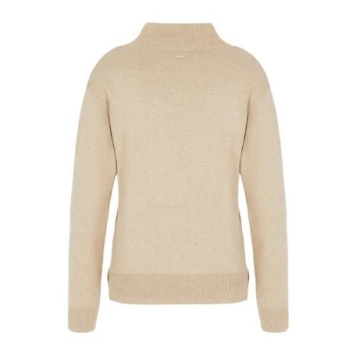 Beige Sweatshirt i uldblanding Mock Neck