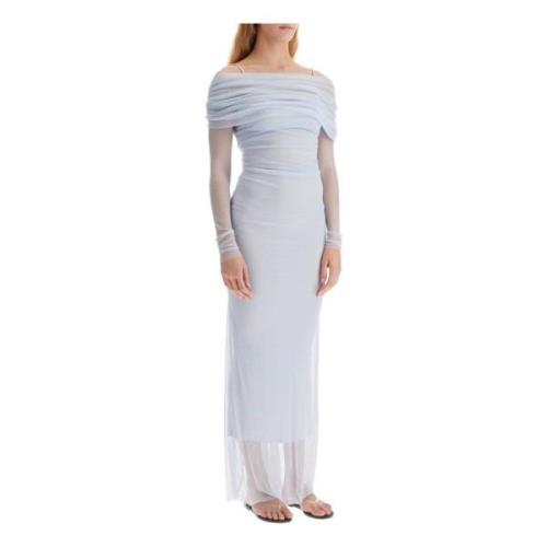 Off-Shoulder Silke Tyl Maxi Kjole