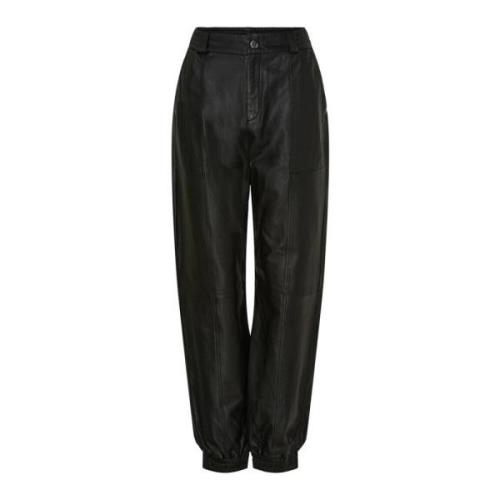 Sort Læder Track Pants