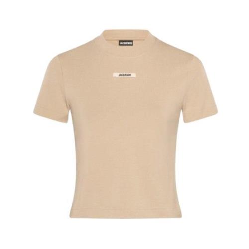 Beige Bomuld T-shirt med Frontlogo