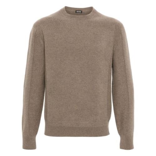 Brun Crew Neck Striktrøje Sweater