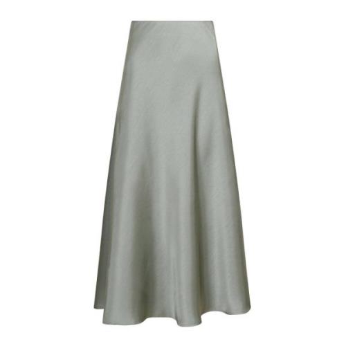 Elegant Satin Nederdel Smoke Green