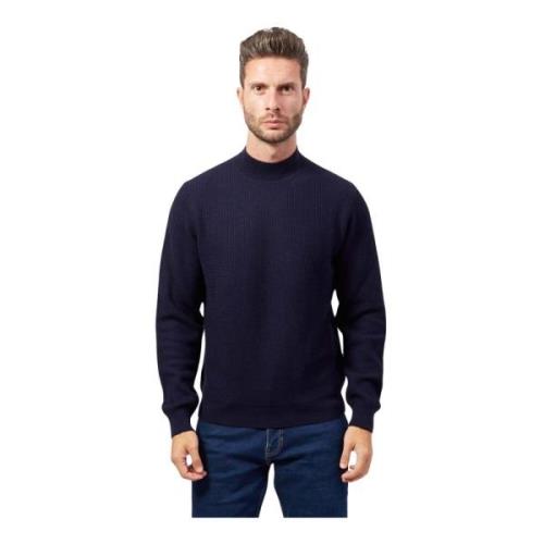 Blå Uld Halv-Zip Sweater