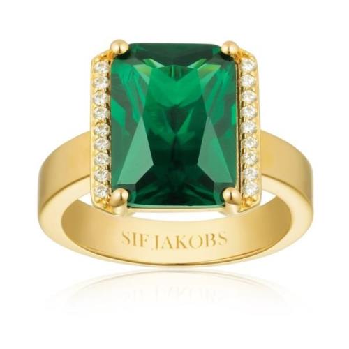 Grøn og Hvid Zirkonia Statement Ring