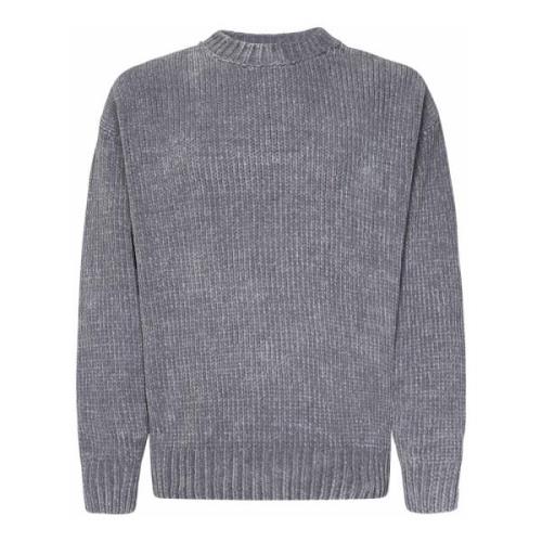 Grå Bomuld Strik Crew Neck Sweater