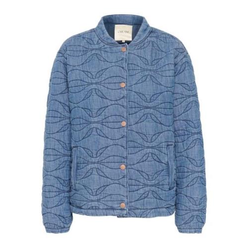 Quiltet Denim Bomber Jakke Maine Blue