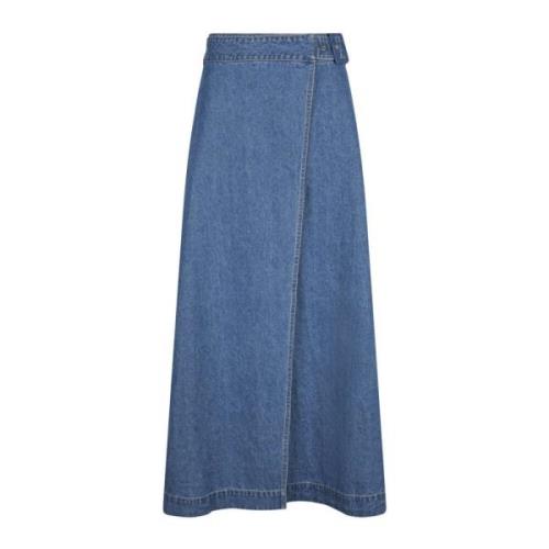 Denim Wrap Nederdel Blå