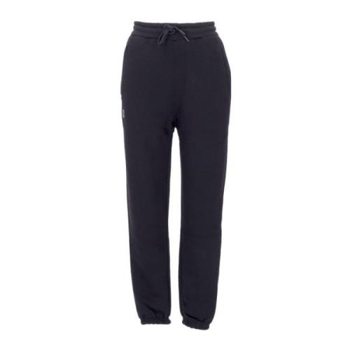 Sort Fleece Sweatpants Elastisk Talje