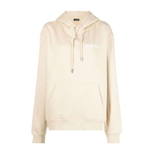 Logo Hoodie i Lys Beige Bomuld