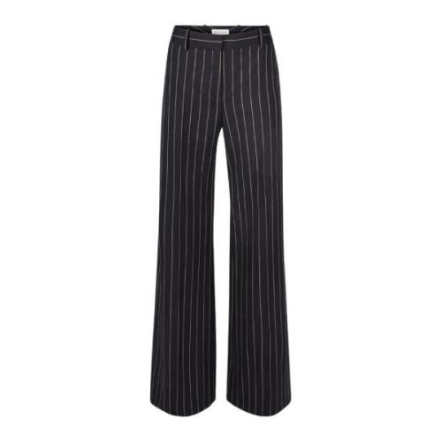 Blå Pinstripe Wide Leg Bukser