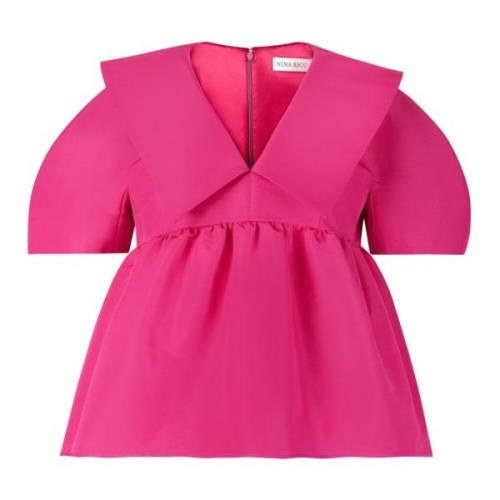 Pink Taffeta Babydoll Top