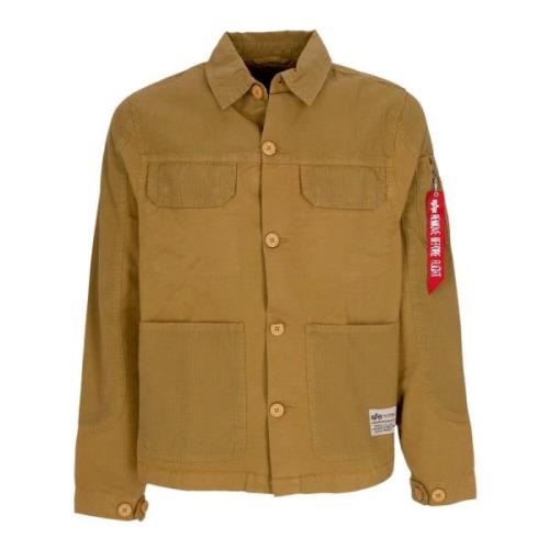 Farveblok Overshirt Jakke Khaki