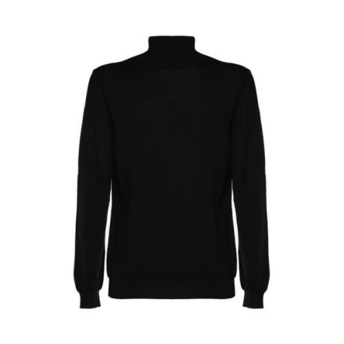 Sort Finstrikket Højhalset Sweater