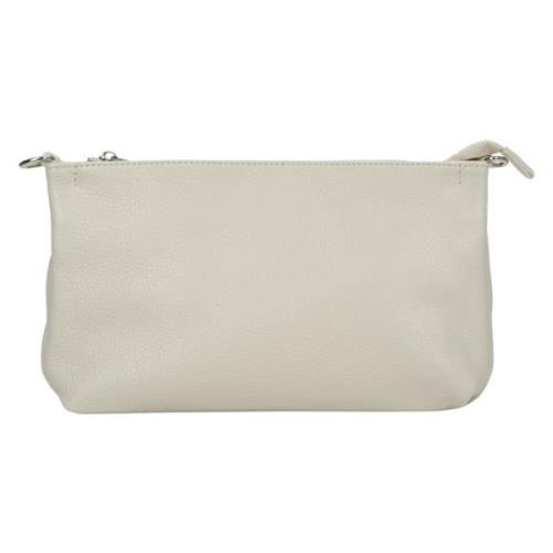 Krem Beige Læder Crossbody Taske