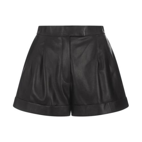 Sort Læder High-Waisted Shorts