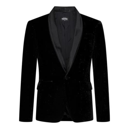 Sort Fløjl Tuxedo Blazer AW24