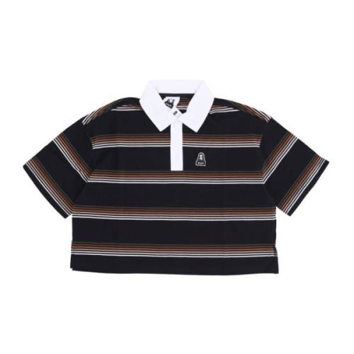 Stribet Crop Polo Skjorte