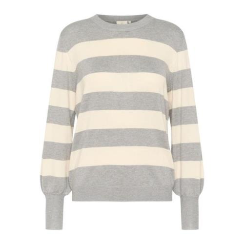 Stribet Pullover Sweater Grå Melange