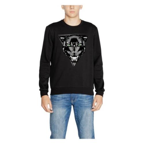 Sort Print Sweatshirt Mænd Efterår/Vinter