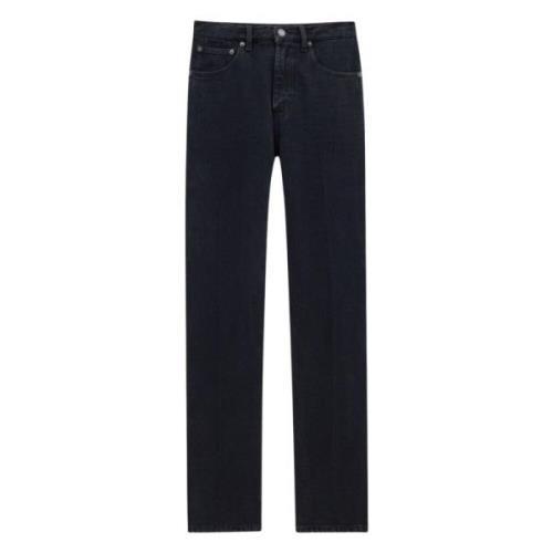 Sorte Straight Leg Jeans med Central Fold