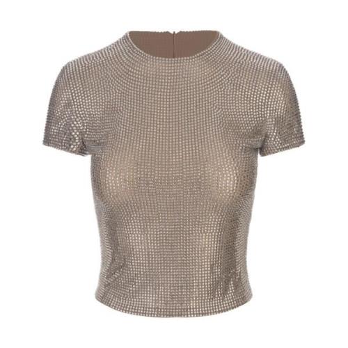 Krystalpyntet Brun Crew-Neck Top