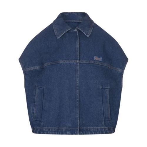 Blå Denim Jakke Cocoon Stil