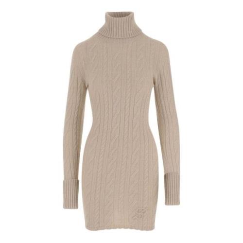 Beige Uld Cashmere Strik Kjole