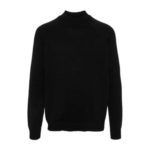 Sort Strikket Crew Neck Sweater