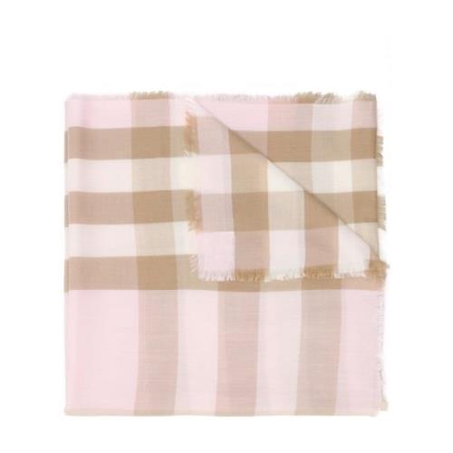 Alabaster Pink Check Mønster Cashmere Tørklæde