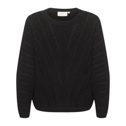 Sort Dyb Strik Pullover Sweater