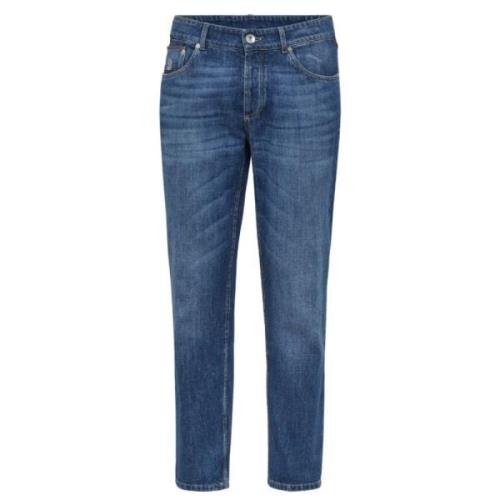 Blå Slim-Cut Mid-Rise Jeans