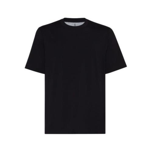 Sort Bomuld Crew Neck T-shirt