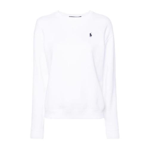 Hvid Sweater Crew Neck Langærmet