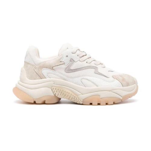 Beige Læder Sneakers Tyk Sål Italien