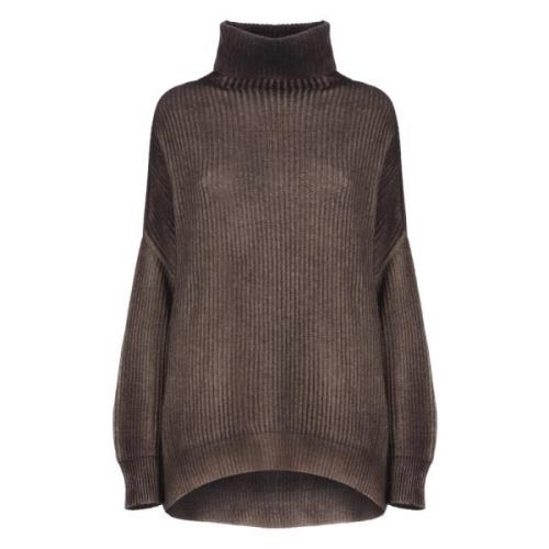 Brun Uld Kashmir Sweater Kvinde