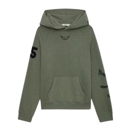 Khaki Grøn Multibadge Strass Sweatshirt