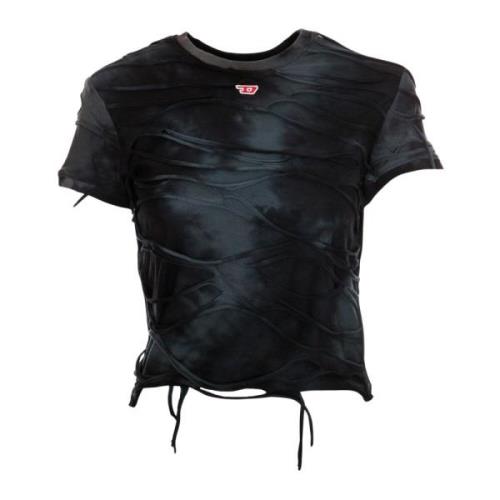 Batik Finish T-shirt med Mesh Detalje