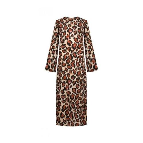 Leopard Print Midi Kjole