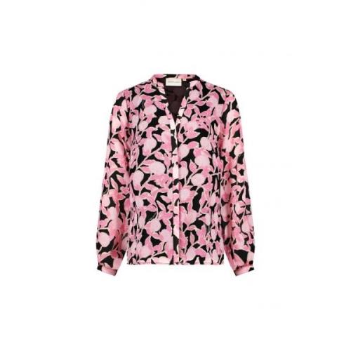 Blomstret Pink V-Hals Bluse