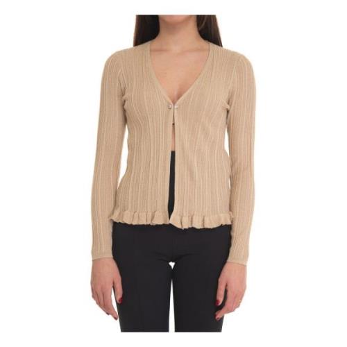 V-Neck Strik Cardigan med Lurex Detaljer