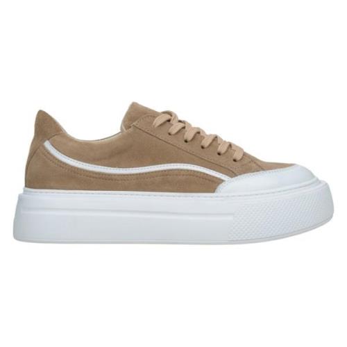 Brun Lav-Top Velour Sneakers