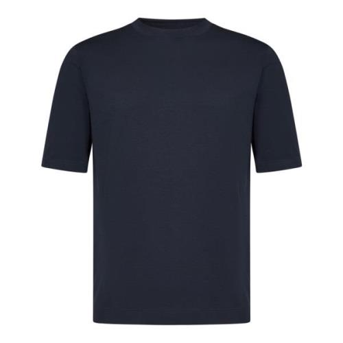 Blå Ribbet Crewneck T-shirt