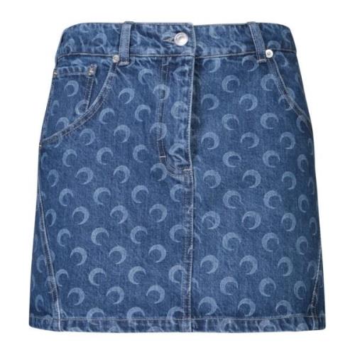 Blå Måne Denim Mini Nederdel